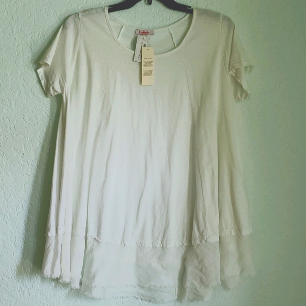 Lia Bella Boho White Peasant Shirt size XL
